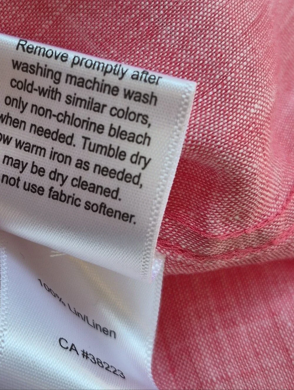 Hinson Wu 100% Linen Button Up Shirt Coral Pink Luxe Linen Women's Sz 10 - Picture 12 of 12